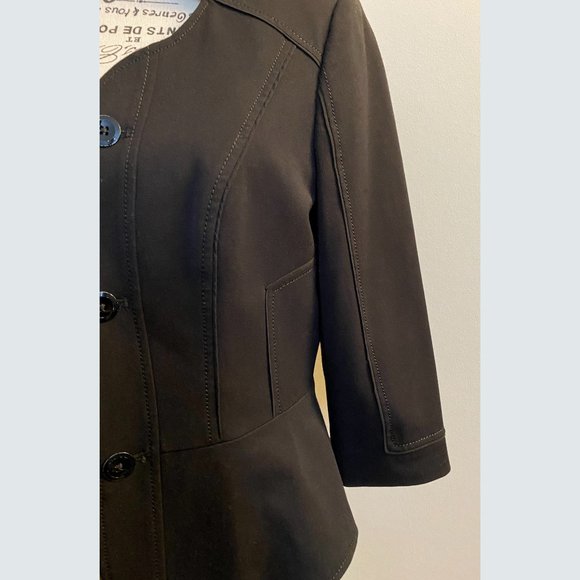 WHBM Mandarin Collar Fitted V Front Blazer 3/4 Sleeve - Picture 5 of 13